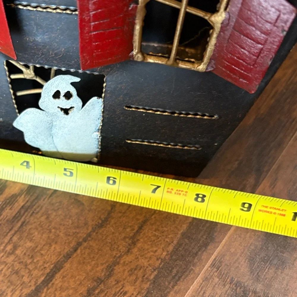 💎RARE💎Vintage Pottery Barn Large Size Metal Haunted House Candleholder Planter